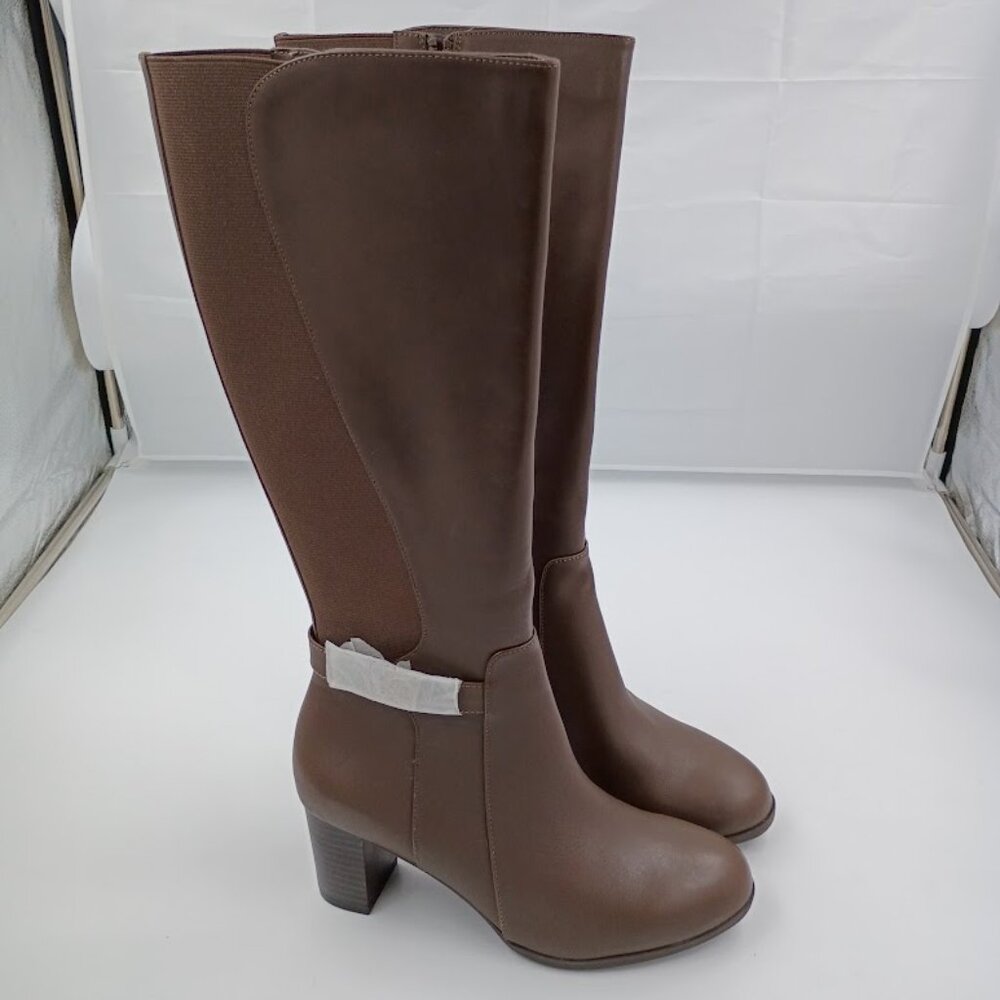 Giani Bernini Women's Mia Leather Tall Mid-Calf Boots Brown Size 8.5